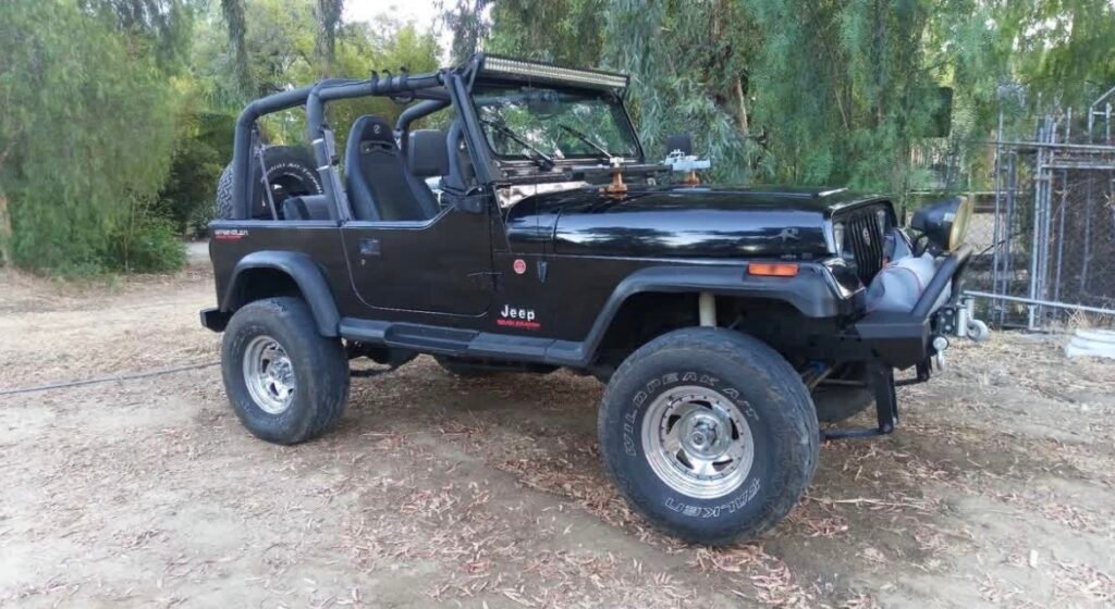 Black Jeep Wrangler YJ open top – used OEM parts donor vehicle 1987-1995